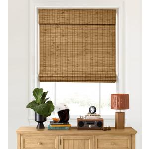 LazBlinds Cordless Bamboo Roman Shades, 31x64, Highfield Teak