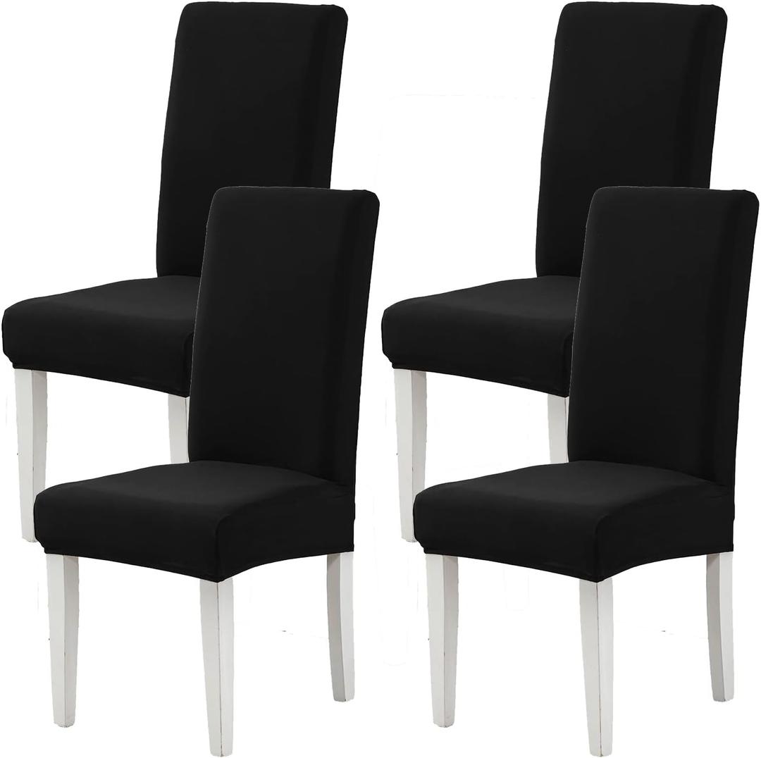 Black Chair Covers for Dining Room Set of 4 Pack Slipcovers High Back Chairs Cover Stretch Slipcover