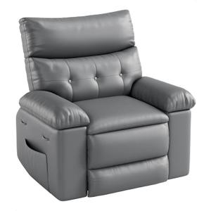 GarveeHome Oversized Recliner Chair - PU Leather Manual Recliner for Adults, Lazy Chair with 1.5X Sponge Comfort Arm and Back for Living Room, Bedroom