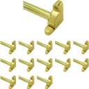 Renovators Supply Manufacturing Adjustable Stair Carpet Runner Rod with Bracket Holders Set, Brass, Bright Brass Finish, Pack of 13, Staircase Carpet Securing and Decorative Hardware for Home