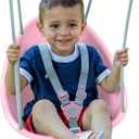 Swurfer Coconut Toddler Swing  Comfy Baby Swing Outdoor, 3- Point Adjustable Safety Harness, Secure, Safe Quick Click Locking System, Blister-Free Rope, Easy Installation, Ages 6-36 Months (Rose Pink)