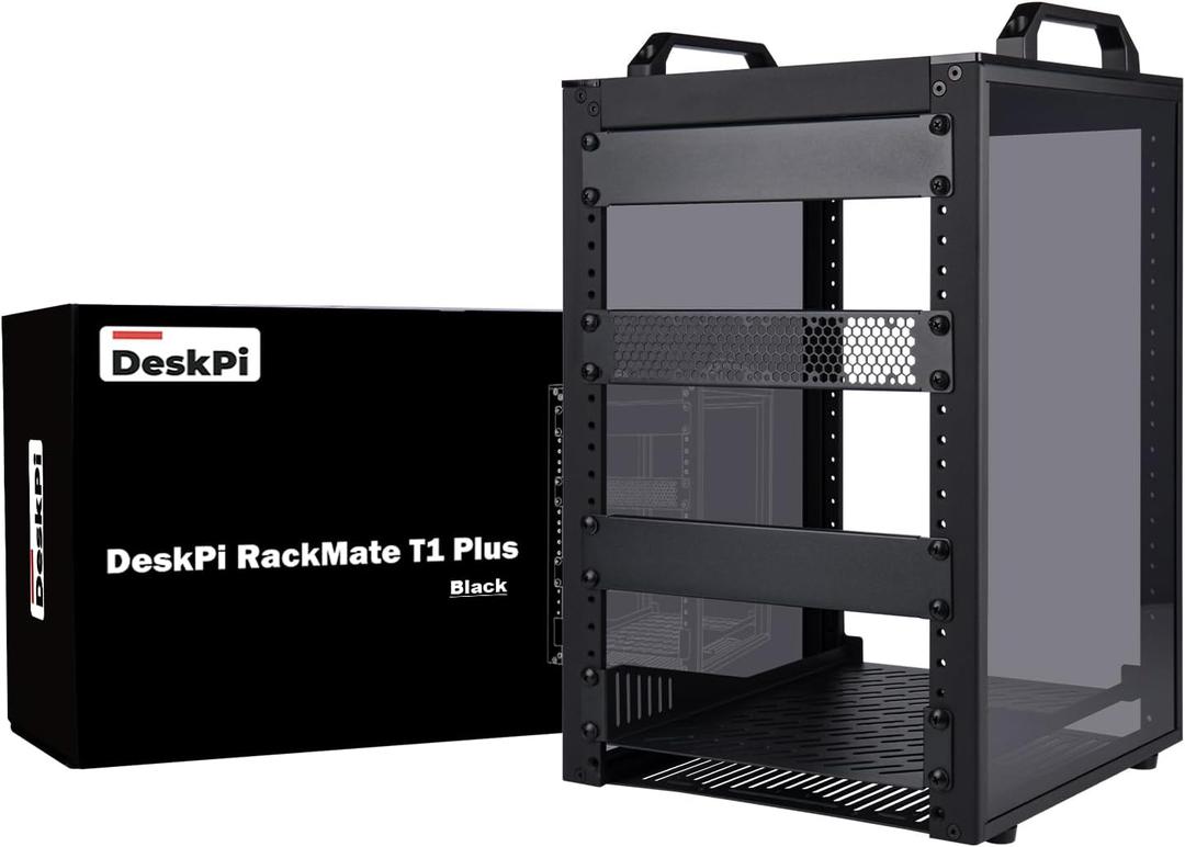 GeeekPi 8U Server Rack Cabinet, DeskPi RackMate T1 Plus,10 inch Network Rack for Servers, Network, A/V Equipment, 10.23inch/260mm Depth (Black), 14x10x10.23 inches