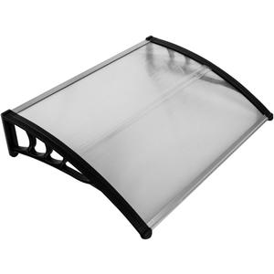 MATICO 47.2" Outdoor Clear Door Awning Patio Window Cover Polycarbonate Rain & Snow Protection, Modern Hollow Sheet with UV protection cover, Window Door Awning Canopy,Transparent/Black-Edge