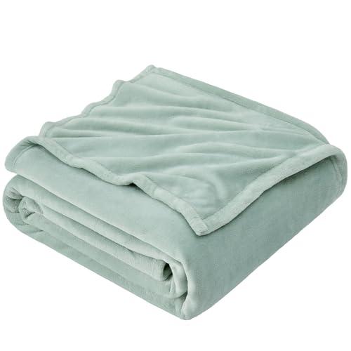 Hansleep Fleece Celadon Twin Blanket, Super Soft Flannel Fuzzy Plush Cozy Blanket for All Seasons, Celadon, Twin 50x40 Inches
