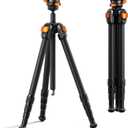 K&F CONCEPT 60" Carbon Fiber Travel Tripod for Camera, 2.0lb Ultra-Lightweight with Flexible Center Axis, Low Profile 360° Pan Tilt Ball Head, Arca QR Plate, Max Load 13.2lb