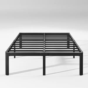 Hunlostten 18in High Queen Bed Frame No Box Spring Needed, Heavy Duty Metal Platform Bed Frame Queen Size with Round Corners, Easy Assembly, Noise Free, Black