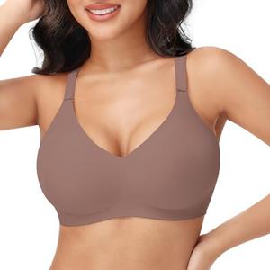 PoseFree Wireless Bras for Women No Underwire Full Coverage Supportive Seamless Back Fat Smoothing Padded Push Up Bra Size 2XL
