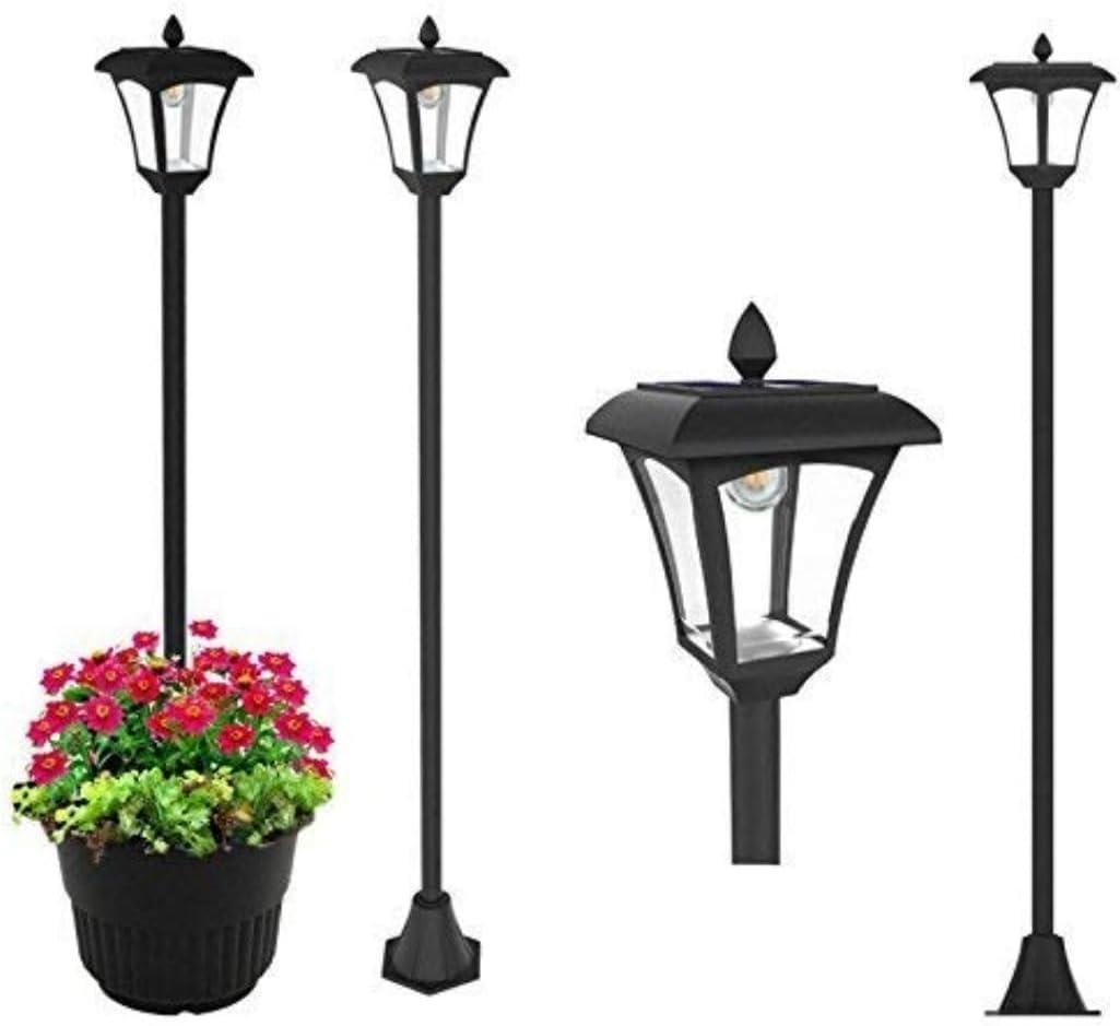 1pc 65" Street Vintage Outdoor Garden LEDs Bulb Solar Lamp Post Light Lawn - Adjustable (Pot not Included)