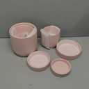 LaDoVita 3 Pack Ceramic Plant Pots 6/5/4 inch, Flowerpot for Indoor Plants with Drainage Holes and Tray, Outdoor Garden Planters, Modern Decorative for Home, Pink Vertical Stripes