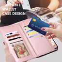 Fingic for Samsung Galaxy S23 FE Case Wallet for Women Girls[with 9 Card Holders] Marble Rose Gold PU Leather Detachable Wrist Strap Fullbody Slim Shockproof Phone Case for Samsung Galaxy S23 FE,2023