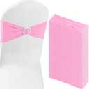Pink Chair Sashes 100 Pack Spandex Stretch Chair Band Sashes with Buckles for Folding Chairs Wedding Party Reception Baby Shower Events Banquet Decorations
