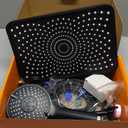 Hibbent All Metal High Pressure Rainfall 10'' Shower Head, CUPC Certified Handheld Showerhead Combo, 12'' Adjustable Shower Extension Arm, 10-Spray, 71'' Hose, Adhesive Showerhead Holder, Matte Black, 8"x12"