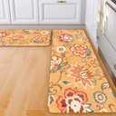 LEEVAN Kitchen Mats for Floor Non-Slip, Cushioned Anti Fatigue Mat 2 Piece,Orange Memory Foam Kitchen Mat Waterproof, Ergonomic Standing Mat for Bar, Office,Desk, Laundry (17.3"x29"+17.3"x47"-0.47inch)