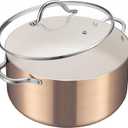 BEZIA 8 Quart Nonstick Stock Pot with Lid, Induction Cooking Pot, Soup Pot for All Stovetops, Non-toxic and Oven Safe, PFOA PFAS Free, Golden (8qt/10.2in)