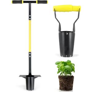 Jardineer 2PCS Bulb Planter Tools Set, Long Handle Garden Transplanter and Small Bulb Planting Tool with Deep Marker, Ideal for Planting Bulbs, Seedlings, Flowers & Vegetables
