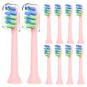 Replacement Brush Heads Compatible with 7am2m AM101/AM105 Sonic Electric Toothbrush - Medium Bristles Toothbrush Refills Compatible with 7am 2m, 10 Count, Pink