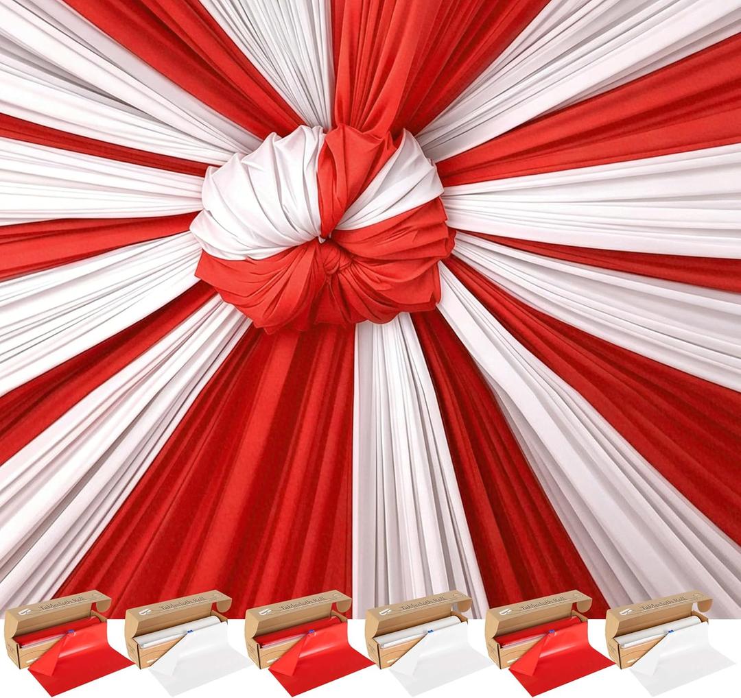 6 Rolls 100FT x 54IN Circus Plastic Tablecloth Roll with Slide Cutter Box, 7200" x 54"