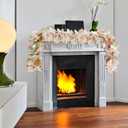 2 Pack Fall Leaves Garlands, 6Ft Autumn Leaves Decor with Pumpkins for Home Mantle Fireplace Front Door, Maple Leaf Garland Decorations for Farmhouse Porch Outdoor Indoor Thanksgiving Halloween