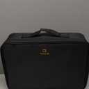 Relavel Makeup Case Large Makeup Bag Professional Train Case 16.5 inches Travel Cosmetic Organizer Brush Holder Waterproof Makeup Artist Storage Box, 3 Layer Large Capacity, with Adjustable Strap (Black)