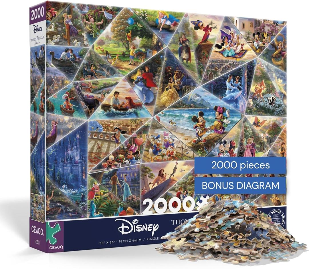 Buffalo Games – Thomas Kinkade Disney Collage Jigsaw Puzzle, 2000 Piece Puzzle for Adults, Disney Art Collection