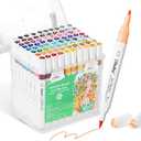 Ohuhu Alcohol Markers 80 Colors Brush& Fine for Beginners Adults Coloring | Art Marker for Illustration Sketching, Dual Tips Alcohol-based Drawing Markers with Blender Storage Case, Great Value Pack