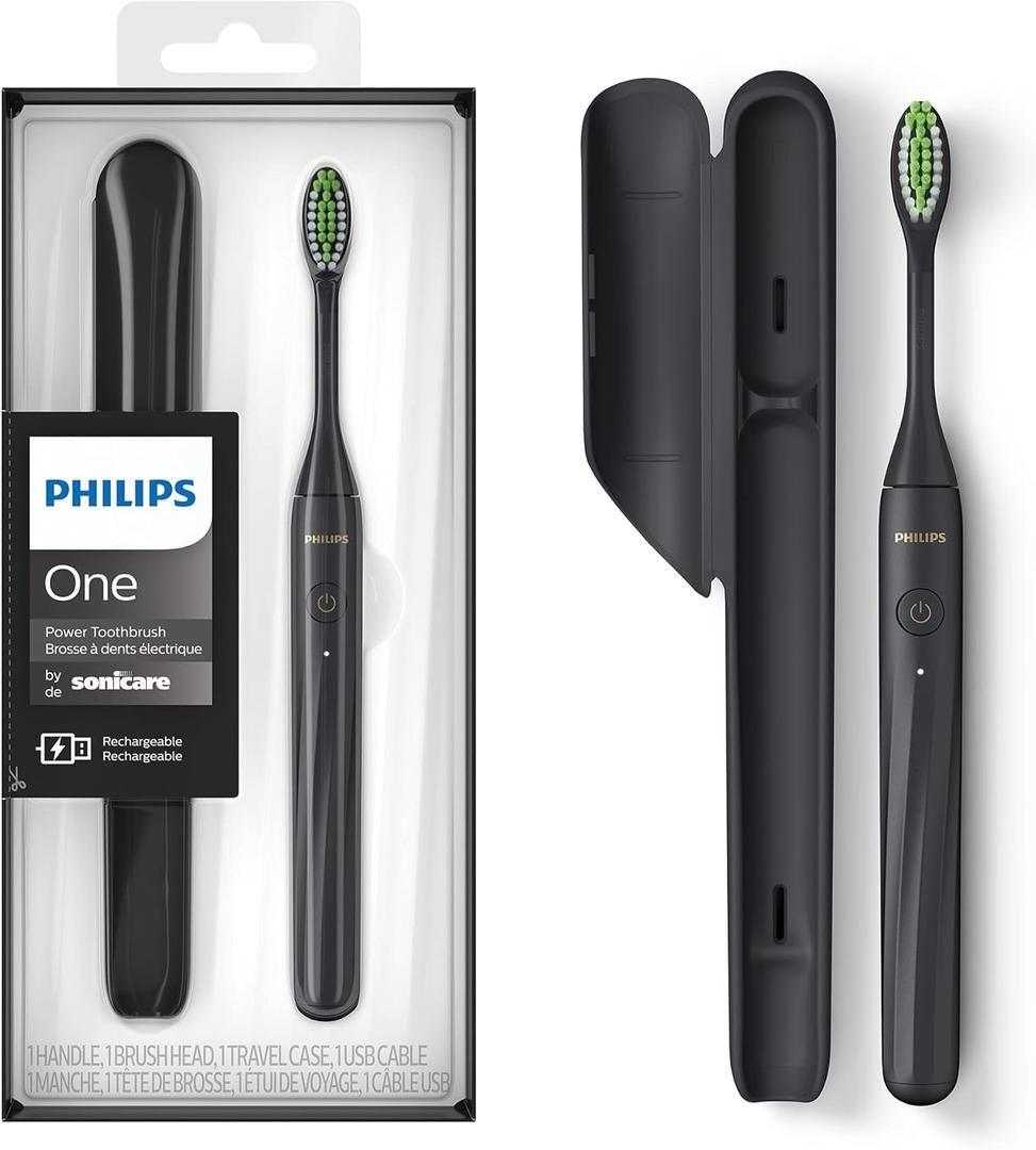 Philips Sonicare One by Sonicare Rechargeable Toothbrush, Shadow, HY1200/26 (1 Count (Pack of 1), New Shadow Black)