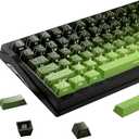 135 Key Gradient Tea Green Topographic PBT Keycaps Set Side Print Doubleshot Shine Through Keycap Cherry Profile Minimalist Style 60% 75% 80% 100% for MX Gateron Gaming Keyboards
