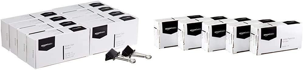 Amazon Basics Binder Paper Clips and Jumbo Paper Clips, Black