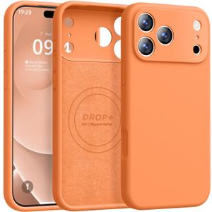 Ktele Magnetic for iPhone 17 Pro Max Case [Compatible with Magsafe] [Premium Silicone Satin-Smooth Touch] Slim Shockproof Anti-Scratch Microfiber Lining Case, 6.9 inch, Bright Orange