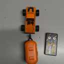 Mini Rc Truck, 1:64 Scale Monster Truck Remote Control Car with Lights, 2.4Ghz Mini Alloy Remote Control, Speed/Steering Adjustable (Orange)