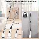 Electric Spin Scrubber Cordless Power Cleaning Brush with 8 Brush Heads Extendable Handle 3 Adjustable Size 2 Speeds IPX7 Waterproof for Bathroom and Kitchen