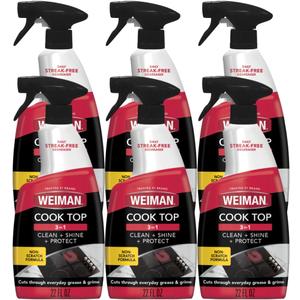 Weiman 6-Pack Cooktop Cleaning Spray – Cooktop & Oven Cleaner for Streak & Residue Free - Non-Abrasive Degreaser Safe for Glass & Ceramic, 22 Fl Oz