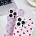 Skyseaco Compatible with iPhone 14 Pro Case Cute Polka Dot Phone Case Soft Slim TPU Shockproof Phone Cover Full Camera Protection for Women Girls - Purple