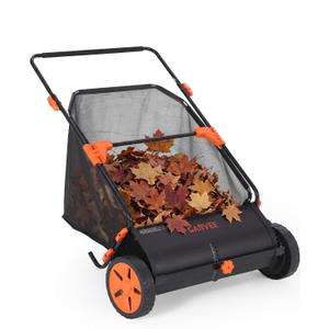 30 Inch Push Lawn Sweeper with Large 12 cu ft Collection Bag, Heavy Duty