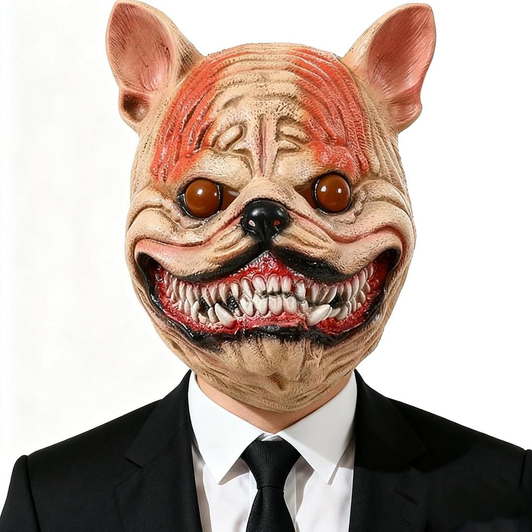 Scary Dog Mask for Adults  Realistic Latex Animal Full Head Mask for Halloween Cosplay Party Costume Props