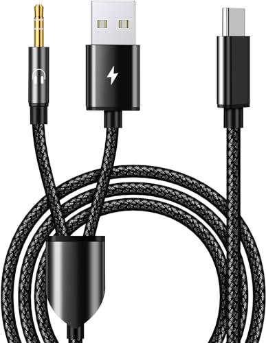 USB C to 3.5mm Aux Audio Cable with Charging, 2 in 1 USB C to 3.5mm Car Stereo Headset Audio Cable with PD 18W Charging Compatible with iPhone 16/15, Samsung Galaxy S25/S24/S23/S22+, Google Pixel 8 7
