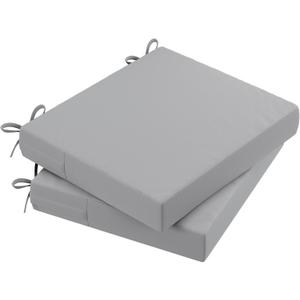 AAAAAcessories Outdoor Seat Cushions for Chairs, Waterproof, Fade-Resistant Patio Furniture Replacement Cushions, 20" x 18" x 3", Set of 2, Gray