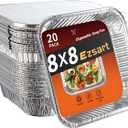 8x8 Aluminum Pans with Lids (20 Pack) - Disposable Baking Pans, Tin Foil Pans with Lids for Holiday Cooking, Christmas & Parties Meal Prep, Storage, Heating and Baking
