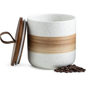 Miamolo Spice Jars with Lid, Coffee Container Kitchen Food Storage Jars for Spice Sugar Tea Bag, Stackable Decorative Jars for Countertop, White & 37 fl.oz