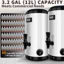 Insulated Beverage Dispenser-WITH HEATING,75 Cup Hot Drink Beverage for Catering-Stainless Steel Hot Beverage Dispenser 12 L/3.2 Gallon Hot Coffee Dispenser with Spigot for tea, Water,(silver)
