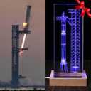 SpaceX Starship Collector's Crystal Lamp, 3D Laser-Etched Rocket Night Light, Ultimate Gift for Space Enthusiasts, Sci-Fi Fans & Mars Dreamers (Large)