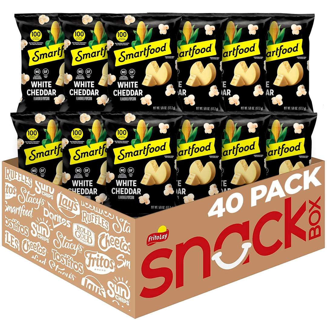Smartfood Popcorn, White Cheddar, 0.625 Ounce (Pack of 40) (EXP 07/14/26)