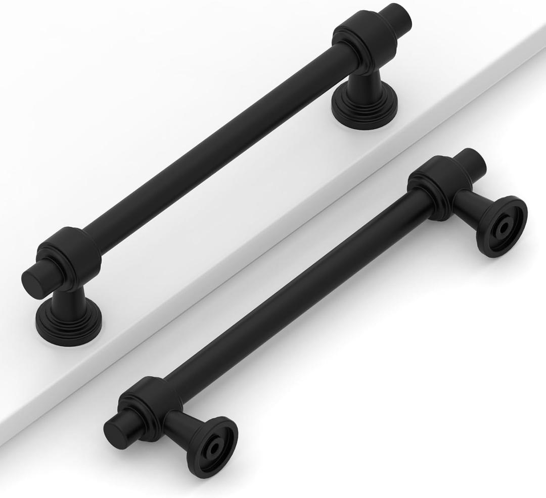 10 Pack 5"(128mm) Matte Black Cabinet Pulls Kitchen Cabinet Handles Black Cabinet Hardware Drawer Pulls for Cupboard CK0081