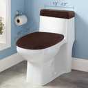 Stretch Velvet Toilet Lid Cover and Toilet Tank Lid Cover, Bathroom Super Soft Toilet Lid Cover Set Luxury Velvet Plush, with Elastic Bottom, Machine Wash, Coffee