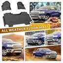Powerty Floor Mats for Ram 1500 Crew Cab 2019-2024 Without Rear Under-Seat Factory Storage Bucket Seat (NOT for Classic Model) All Weather 3D TPE Anti-Slip Truck Liners for 1st & 2nd Row Accessories