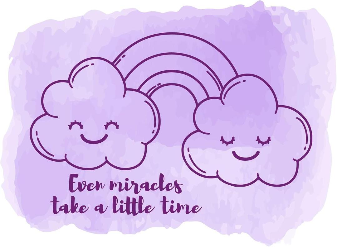 Children Miracles Take A Little Time Uplifting Quote Wall Decal Decoration Beautiful Happy Smiling Cloud Rainbow Wall Dcor Lasts Years and Easily Removable - Size: 30 in(W) x 21 in(H)