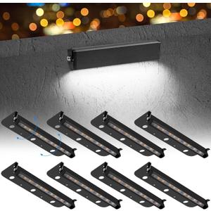 8-Packs 3W 7inch LED Hardscape Paver Lighting,12V AC/DC Low Voltage Retaining Wall Lights,Landscape Lighting,5000K Daylight White Outdoor Step Light,50,000 Hours Lifespan-Black