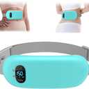 Portable Heating Pad for Cramps, Upgrade Cordless Electric Period Fast Heating Pad for Back Pain Relief Menstrual Belt 6 Heat 6 Massage Modes Gifts for Women Girls Her Girlfriend Light Blue