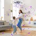 Ceiling Fan with Light, Low Profile Flush Mount Ceiling Fan, Bluetooth Ceiling Fan with Speaker, Smart Ceiling Fan with Alexa & Google Assistant, Voice/APP/Remote Control