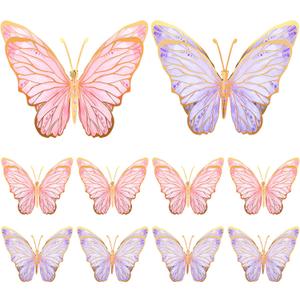 PerKoop 10 Pcs Large Butterfly Centerpieces for Tables Butterfly Party Decorations 3D Paper Table Toppers Centerpieces Wall Decor for Birthday Baby Shower Wedding Party Supplies (Pink, Purple)
